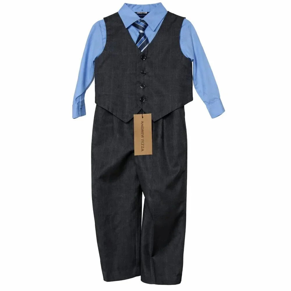 Infant Boys Shirt Tie Vest Pants Set Size 6/9M